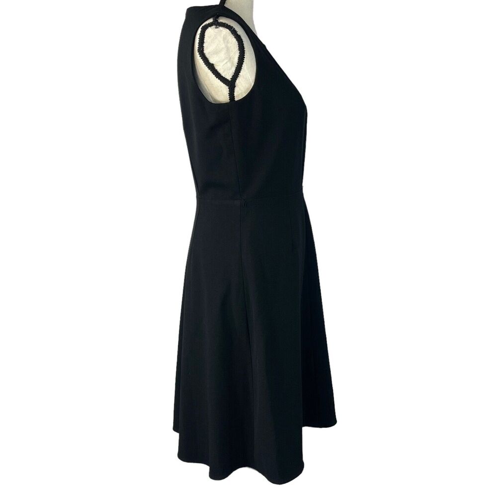 Calvin Klein SZ 6 A-Line Midi Dress Sleeveless Keyhole Scoop Neck Lined Black - Picture 4 of 9